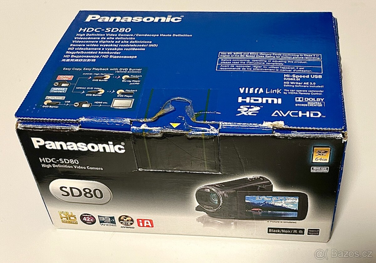 Videokamera Panasonic HDC-SD80 a 2x baterie - 6