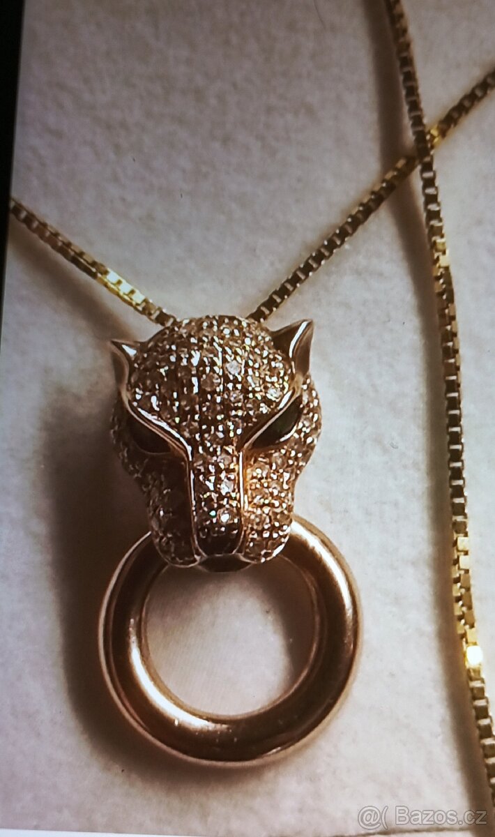 Zlatý řetízek s přívěskem Pantera - 6