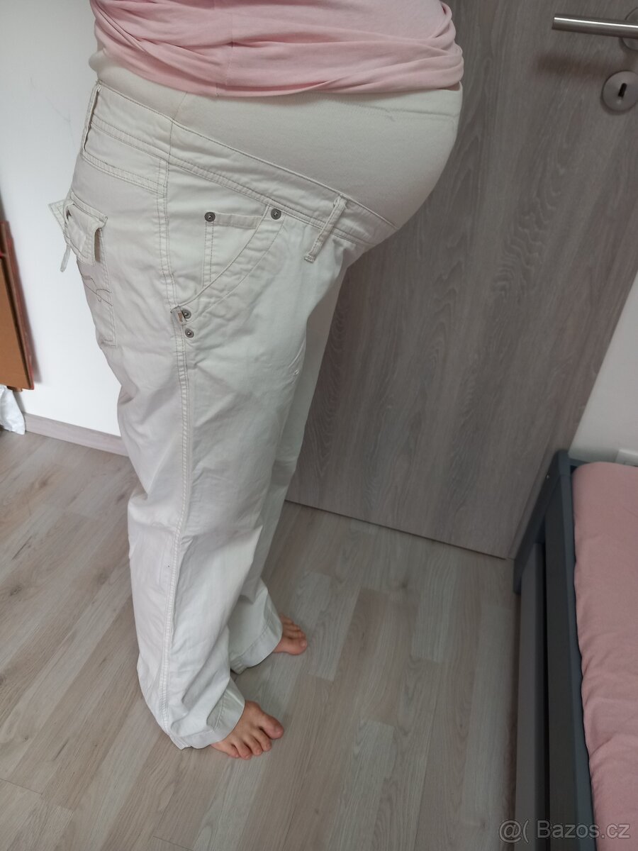 Těhotenské kalhoty bílé vel. 44 - 6