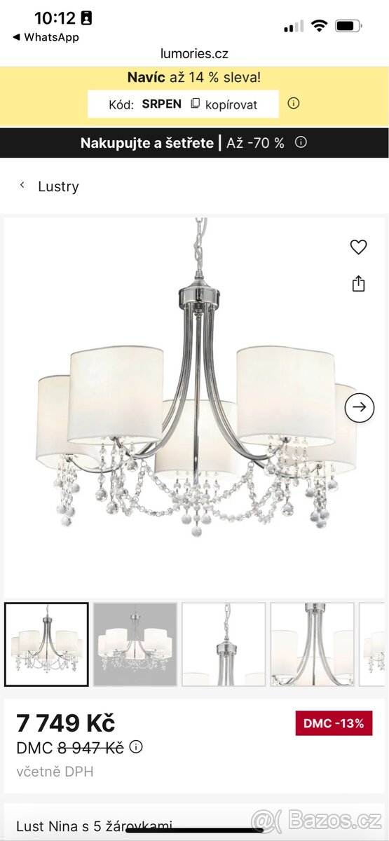 Prodám lustr pro 5 žárovek - 6