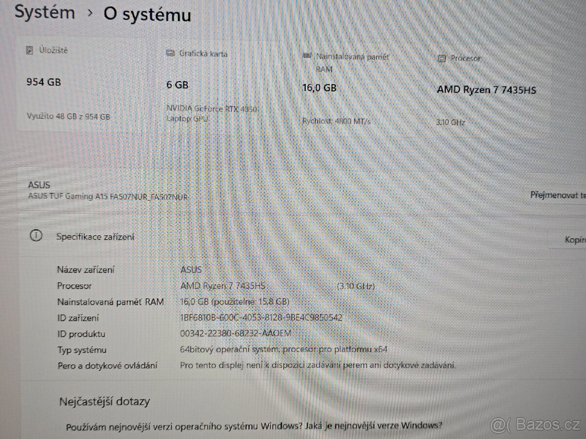 Asus TUF Gaming A15 FA507NUR 16GB ram - 6