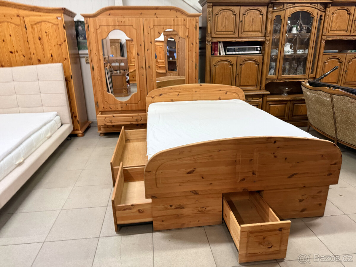 borovicová mládenecká ložnice 140cm postel - 6