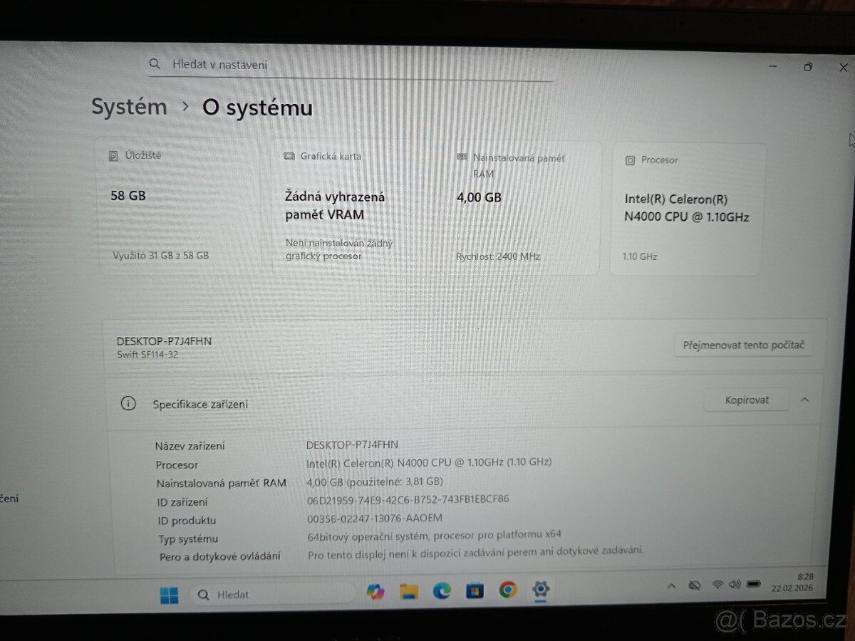 Notebook Acer swift 1 - 6