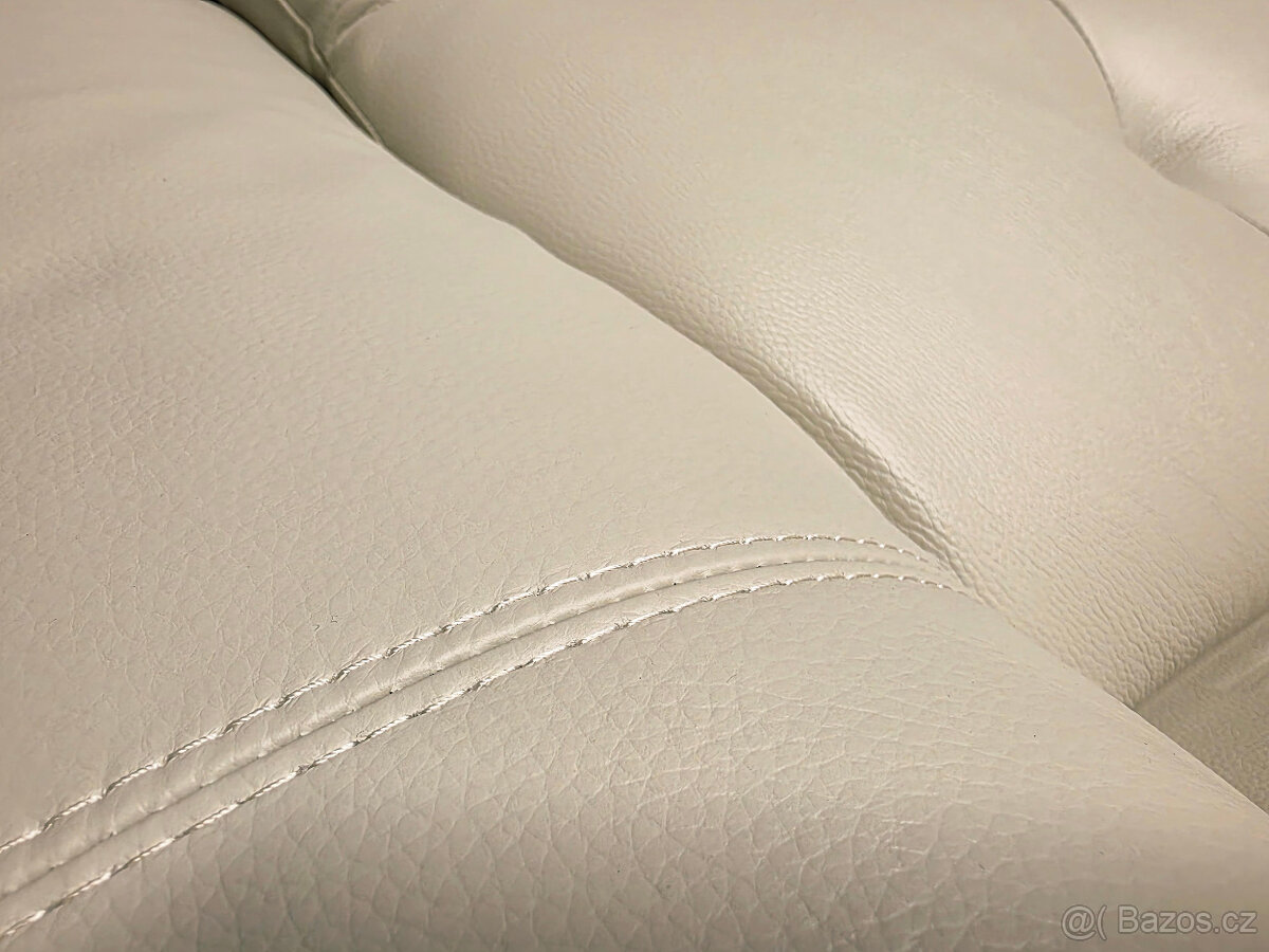 Nová relax rohová sedačka kůže NEW EVA krémová - 6