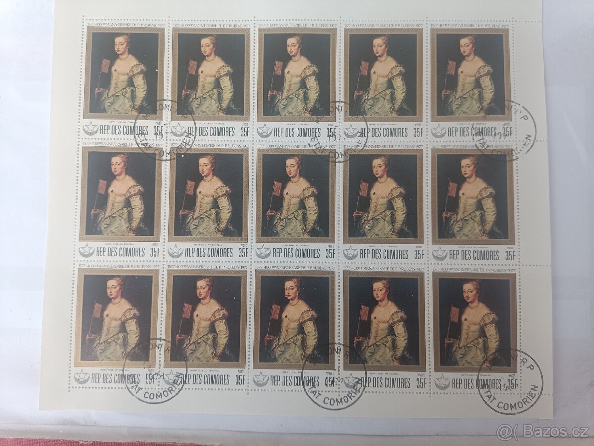 Komory 1977 – Rubens, kompletní blok 6 aršíků (90 známek), - 6