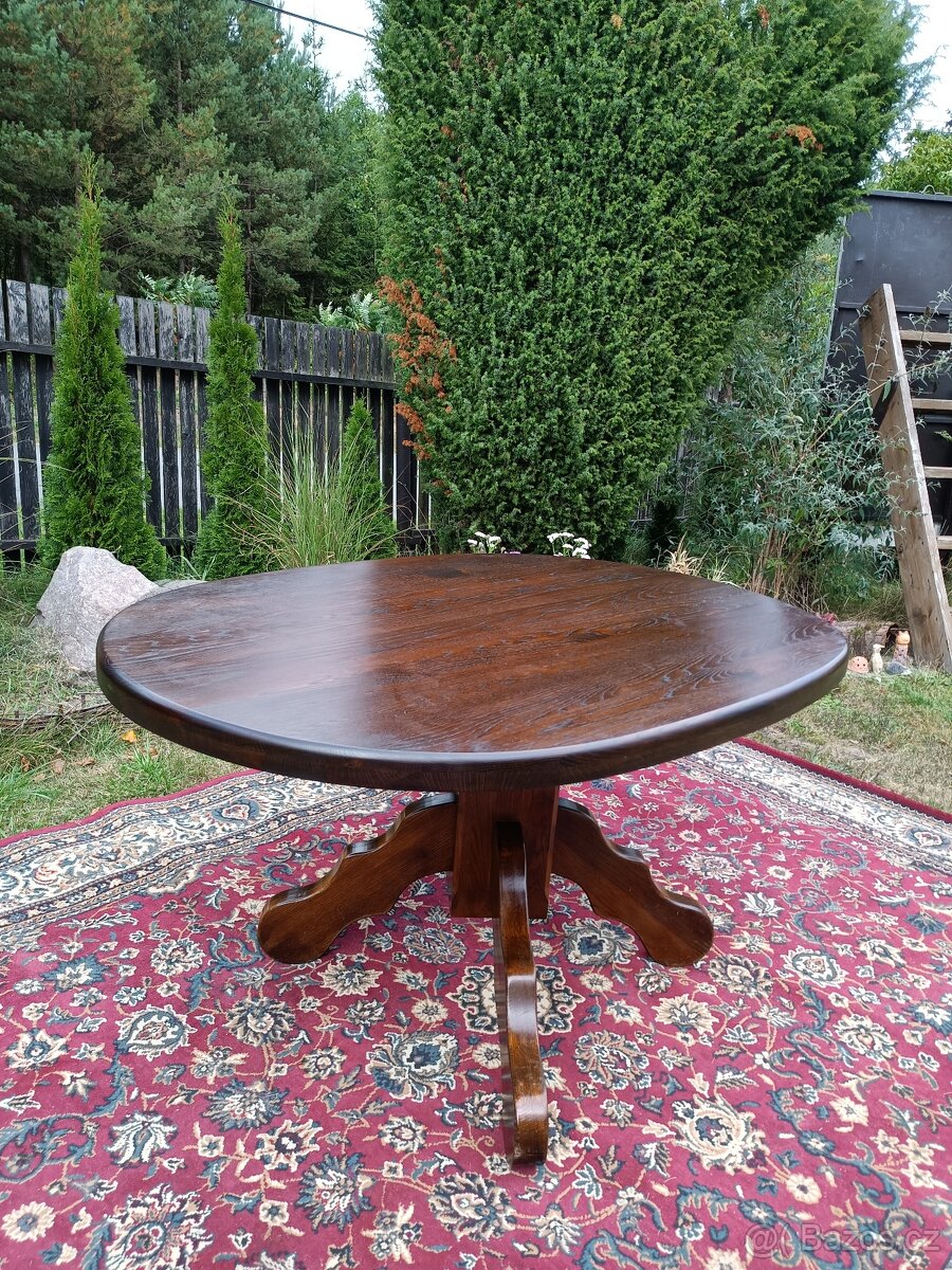 Rustikální , dubový stůl jídelní ovál . - 6