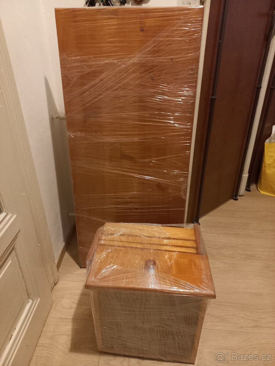 Nábytek masiv dřevo set 6ks - knihovny, komoda, stůl, postel - 6