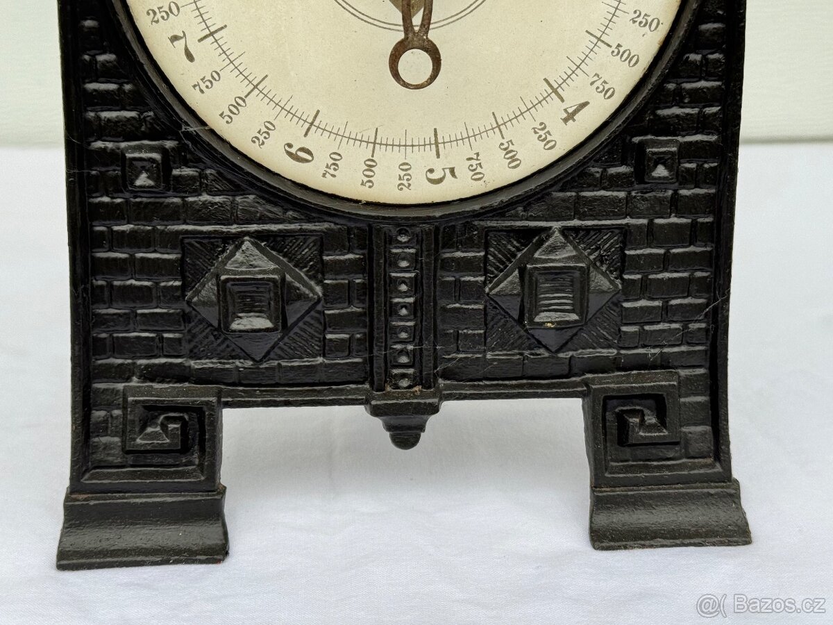 Starožitná zdobená litinová váha kuchyňská - 6