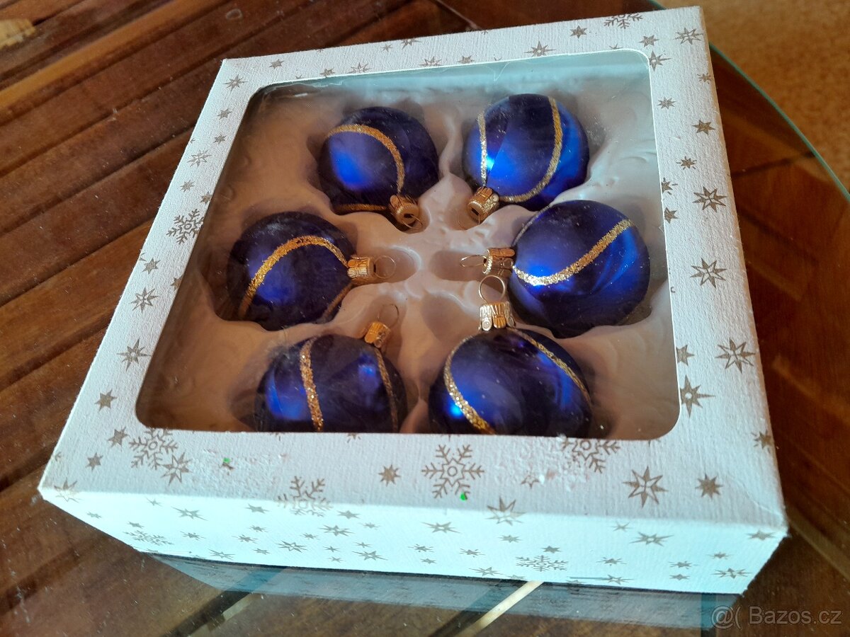 VÁNOČNÍ OZDOBY RETRO SKLENĚNÁ nepoužitá SADA - 6