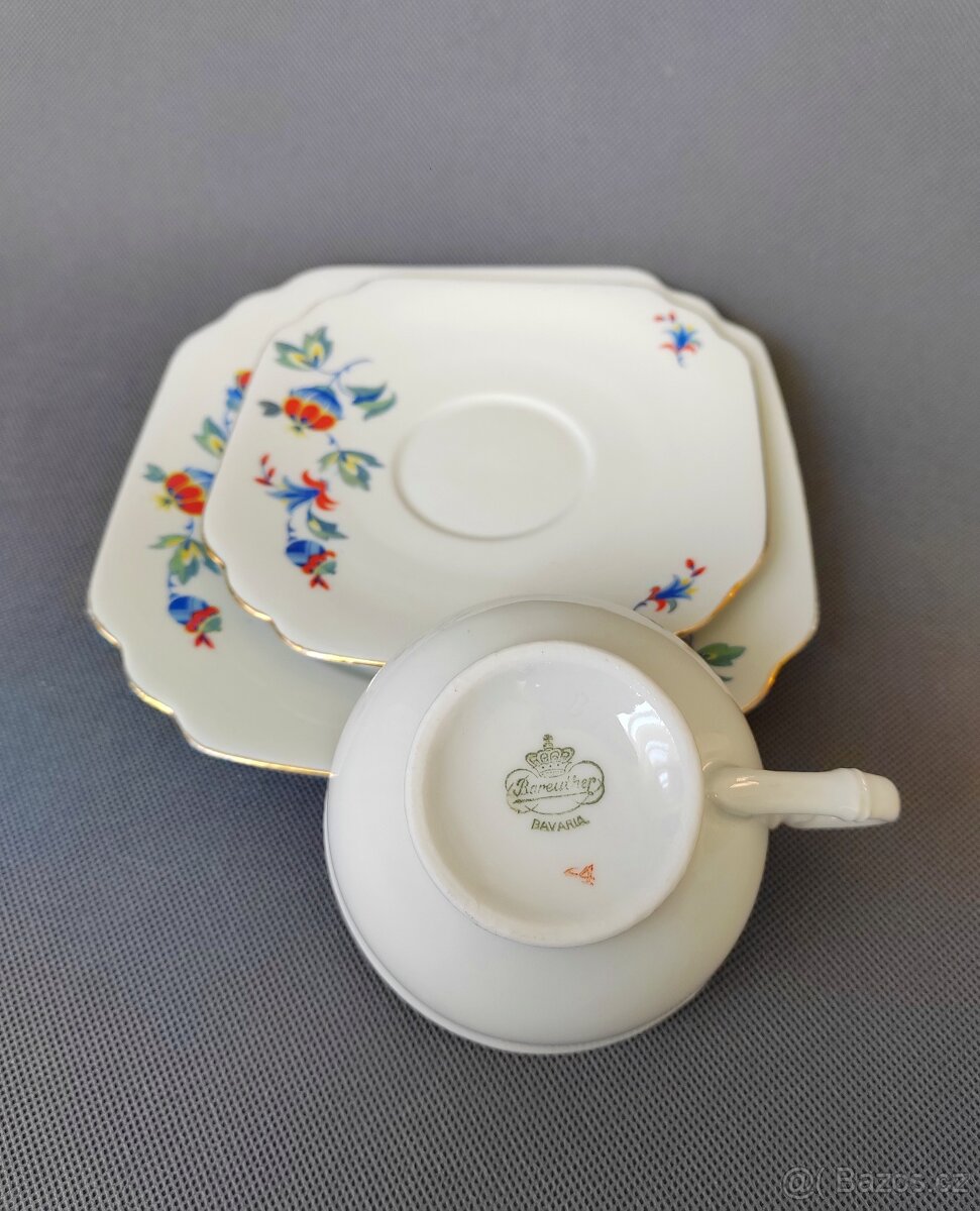 Originální porcelánová čajová sada/trio od Bareuther - 6