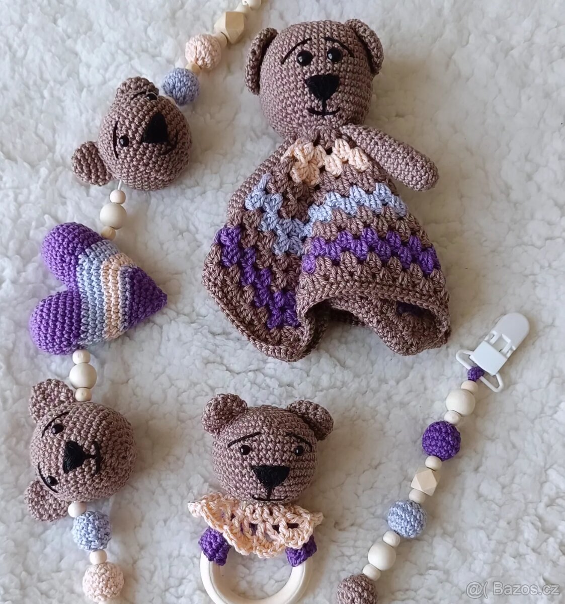 Háčkovaná sada pro miminko medvídek - 6