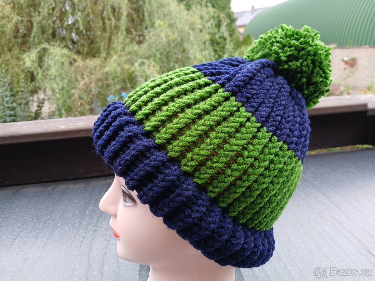 Nový pletený kulich dvojitý lem, - 6