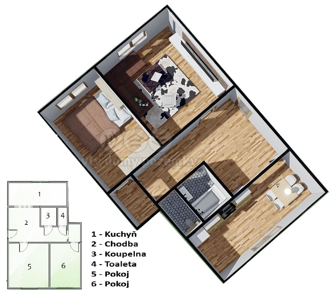 Pronájem, byt 2+1, 56 m2, Liberec, Kunratická - 6