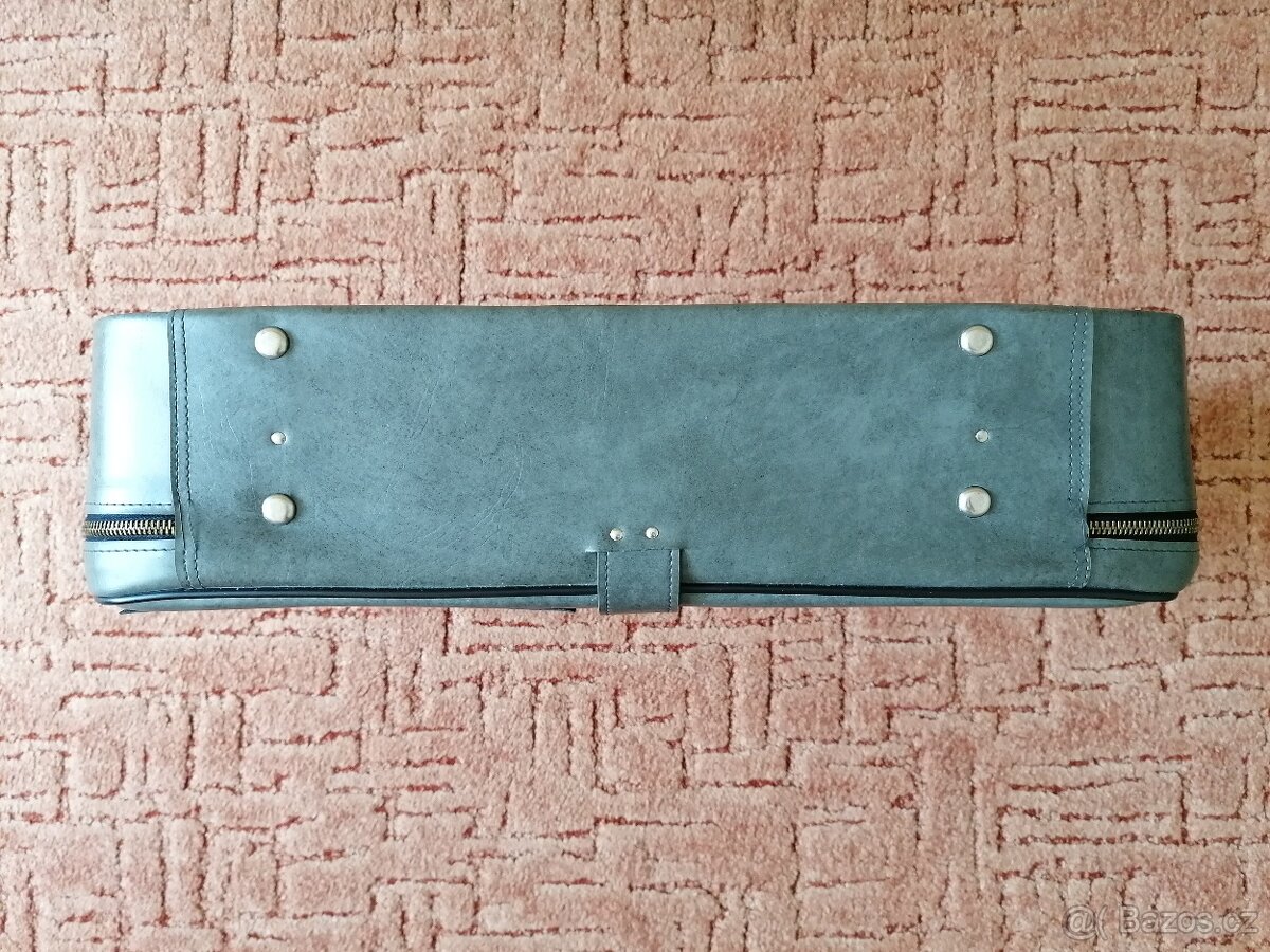 Retro koženkový kufr šedý - 6