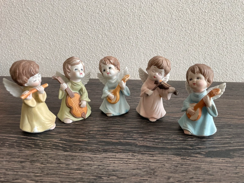 Porcelánové vintage figurky, christmas andělíčci - 6