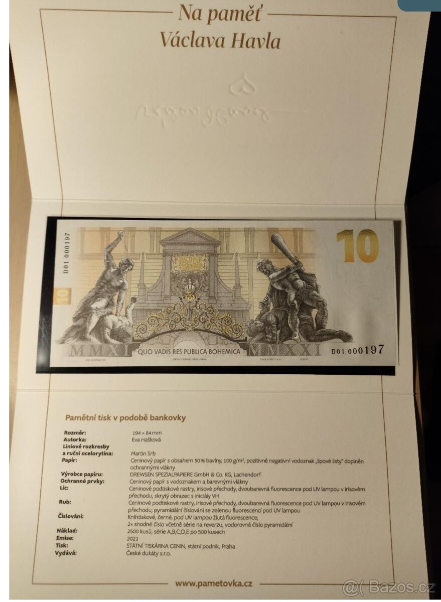 Pamětní bankovka Václava Havla 2021 UNC první majitel - 6