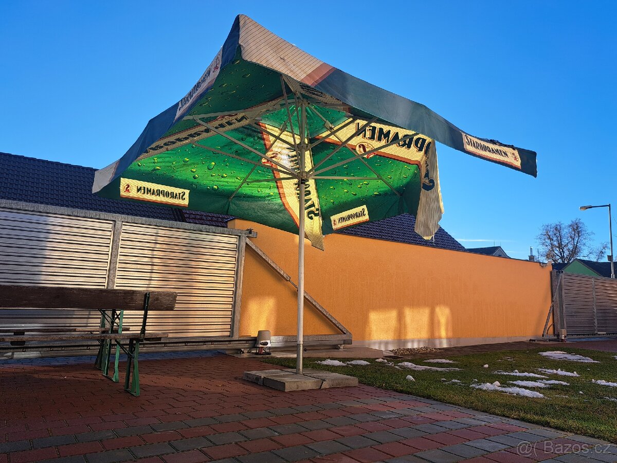Pivní set rozkládací, dlouhý 220 cm + hospodský deštník - 6