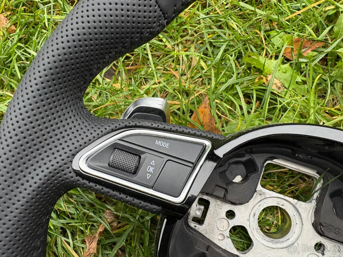 VOLANT AUDI KOŽENÝ ZKOSENY RS PADLA PERFOROVANA KUZE - 6