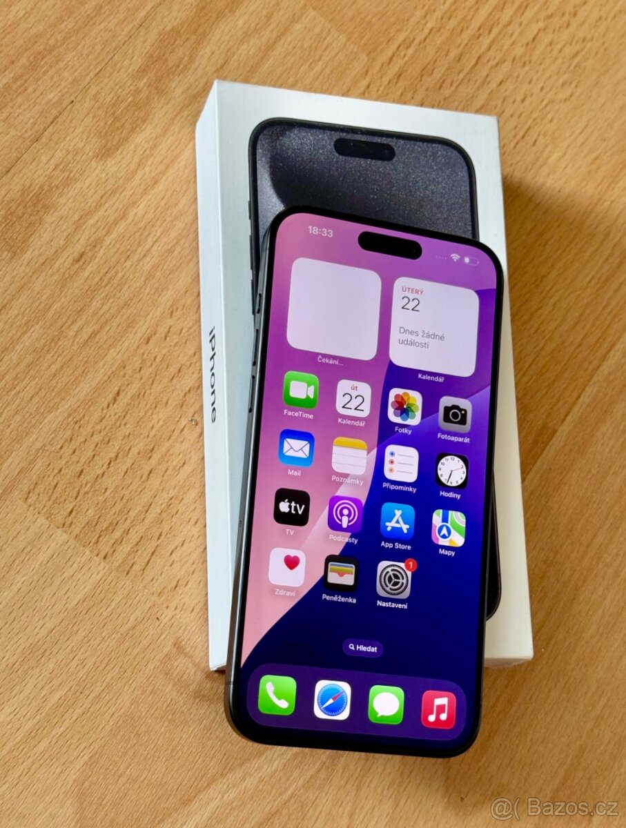 iPhone 15 Pro Max Černý Titan BATERIE 100% TOP - 6