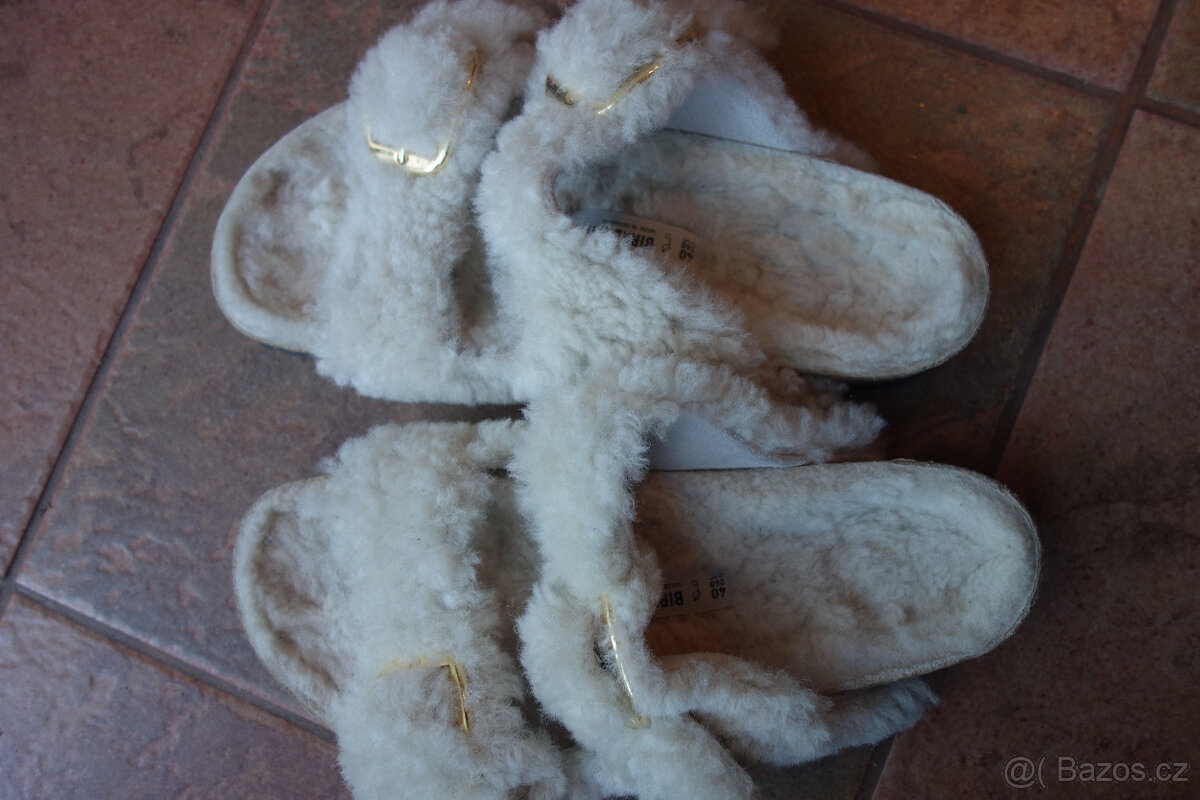 nové pantofle BIRKENSTOCK vel 40, teplé s ovčí vlnou - 6