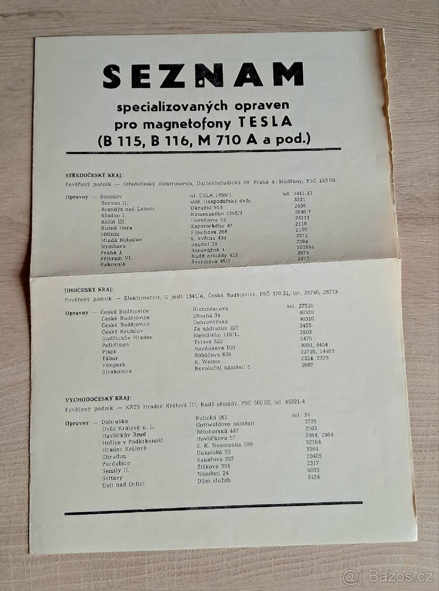 Tesla, Technics - uživatelské manuály - 6