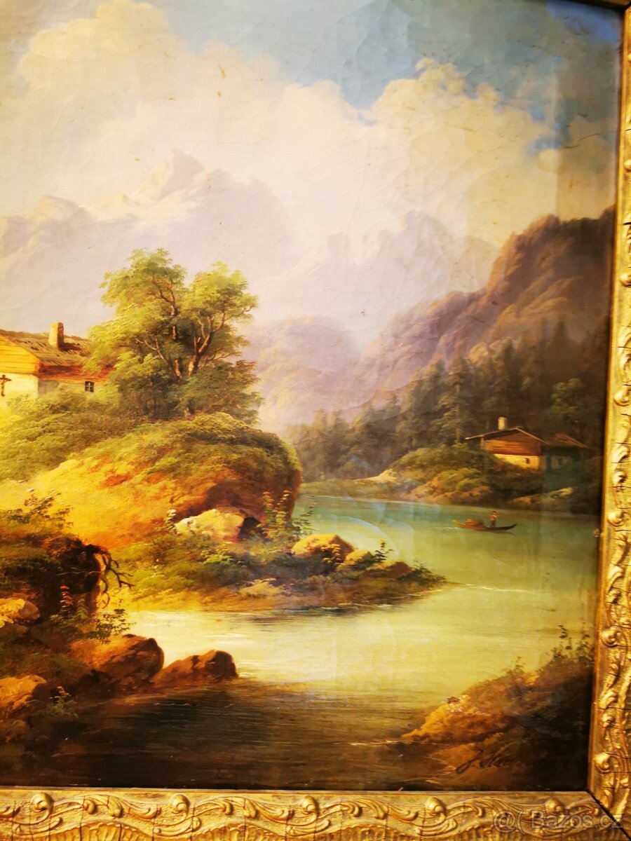 Olej na plátně alpská krajina - 6