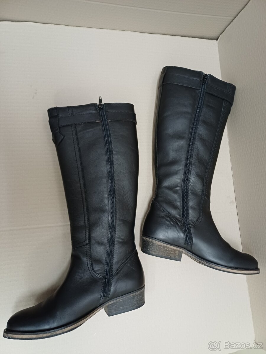 Černé kožené kozačky vel.38 - 6