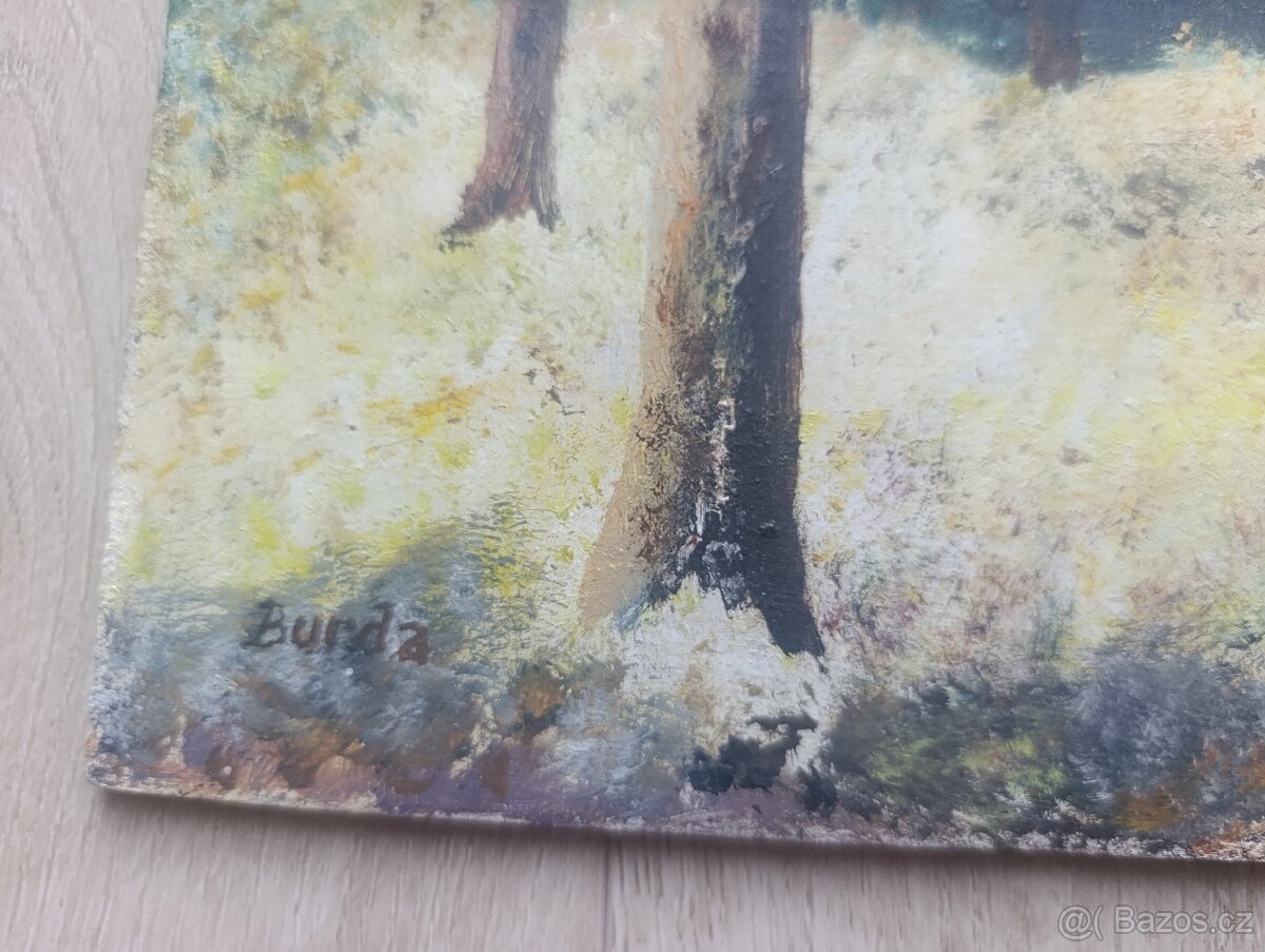 Lesní krajina, malba na desce - 6