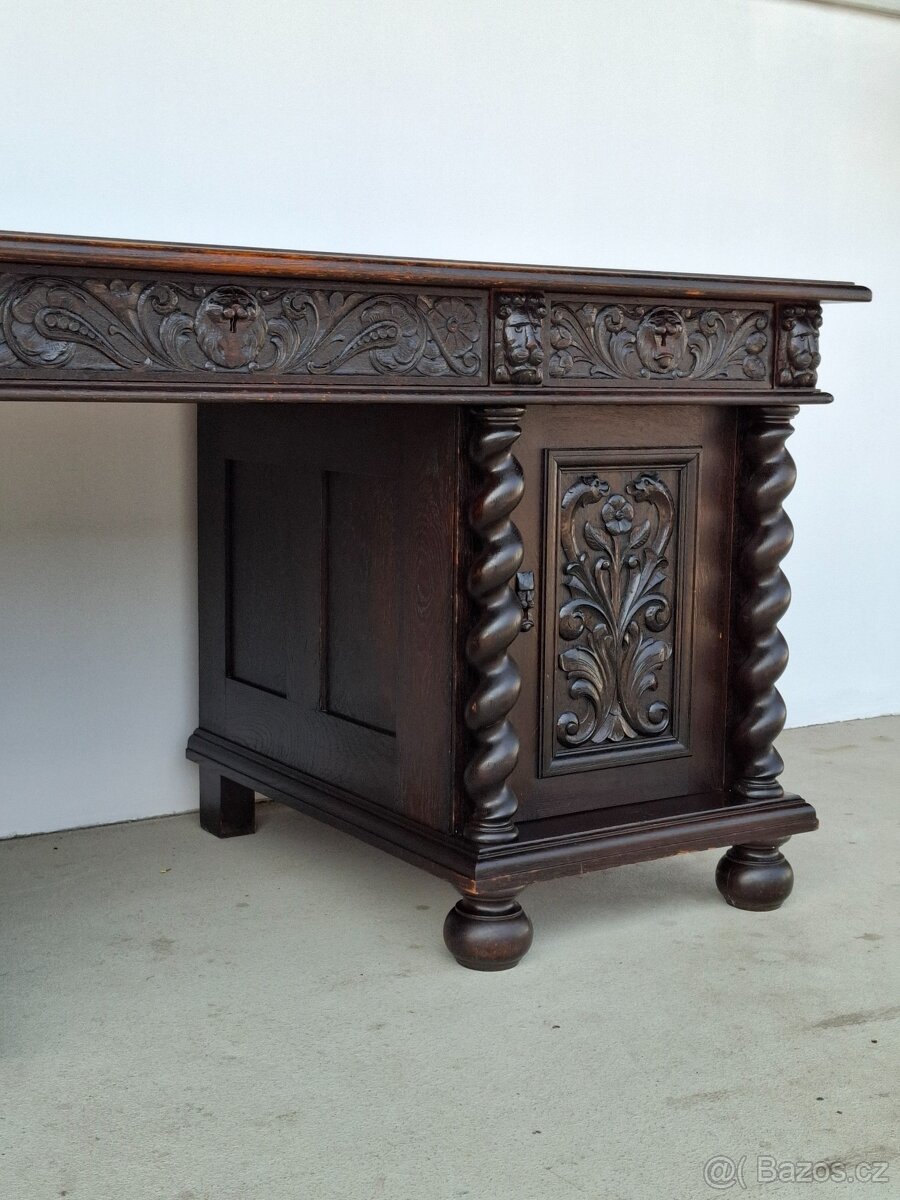 Unikátní viktoriánský psací stůl GREEN MAN - 6