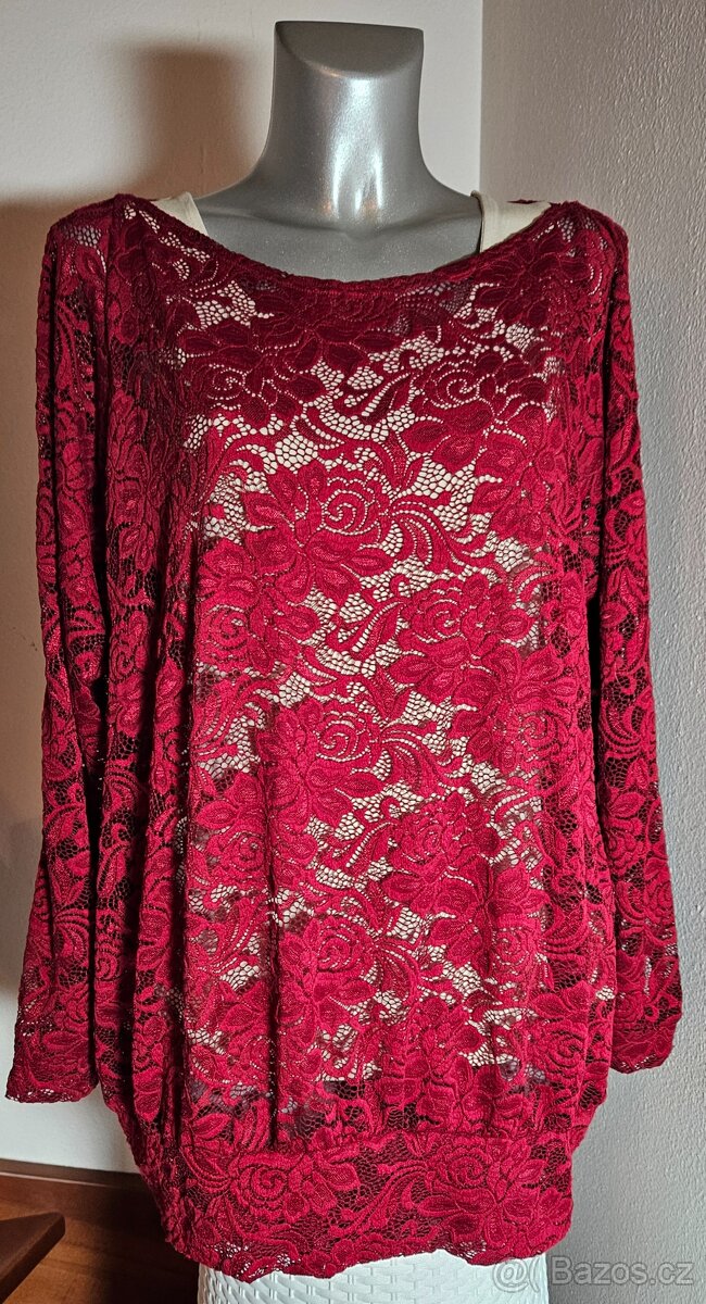 Černá krajková halenka. 54, nová. - 6