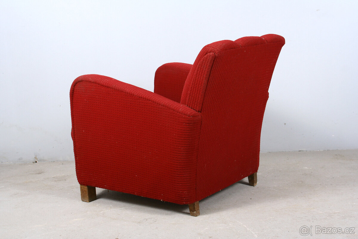 Červené solitérní Křeslo / ARTDECO - 6