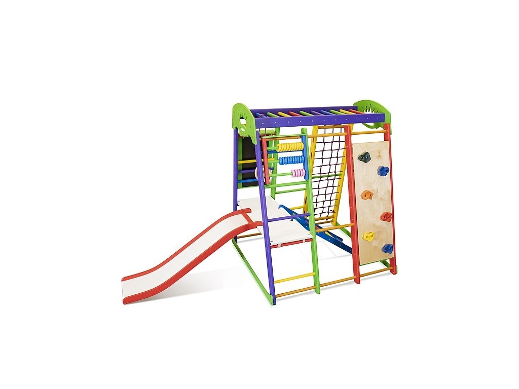 Domácí dřevěné dětské hřiště a lezecký rám, lezecké sítě - 6