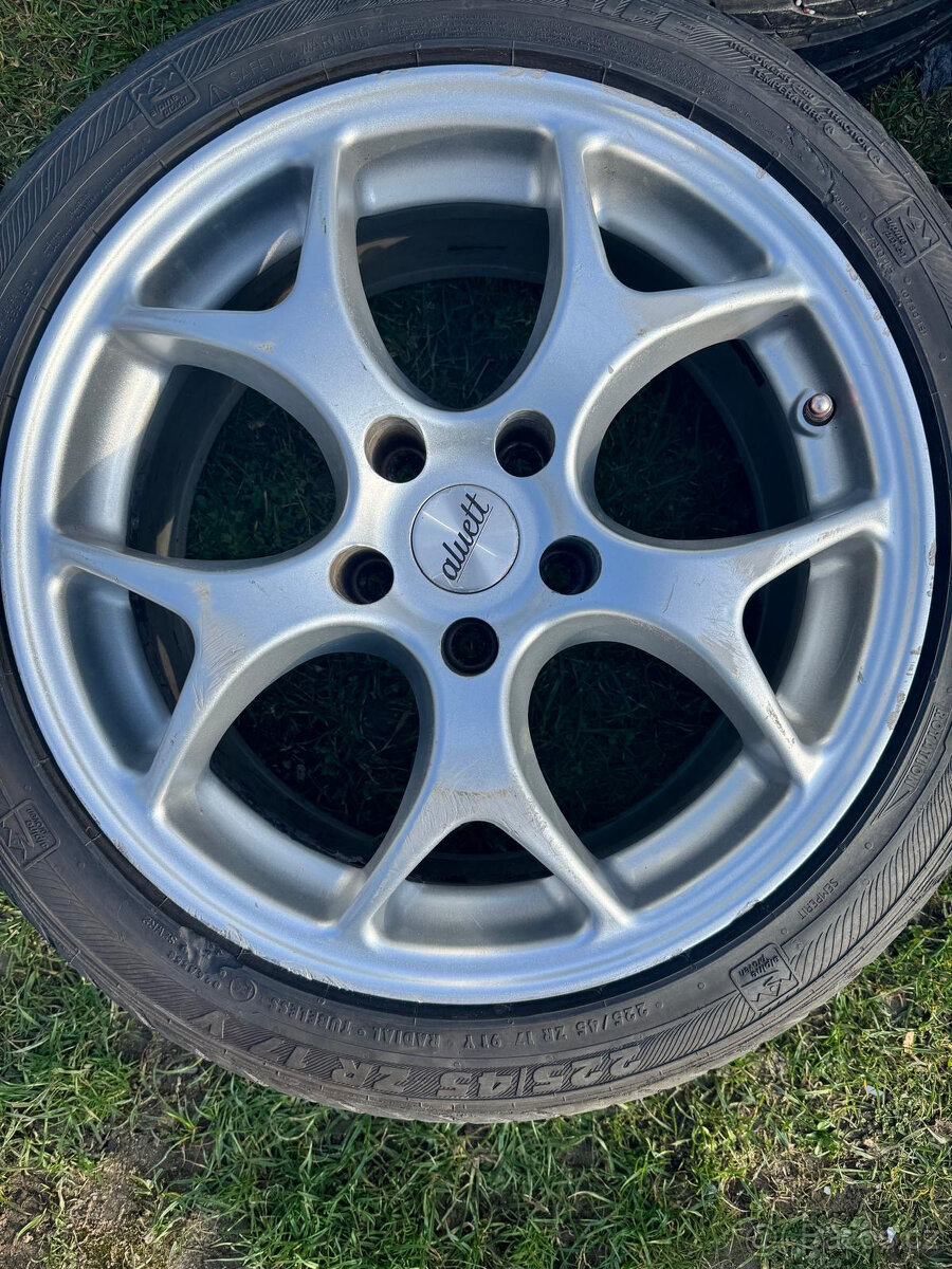 Alu disky Aluett 17" rozteč 5x112 + pneu pěkné - 4 kusy - 6