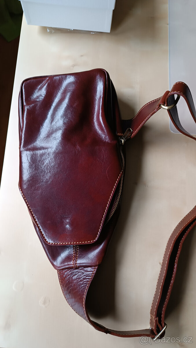 Hnědá kožená ledvinka unisex - 6