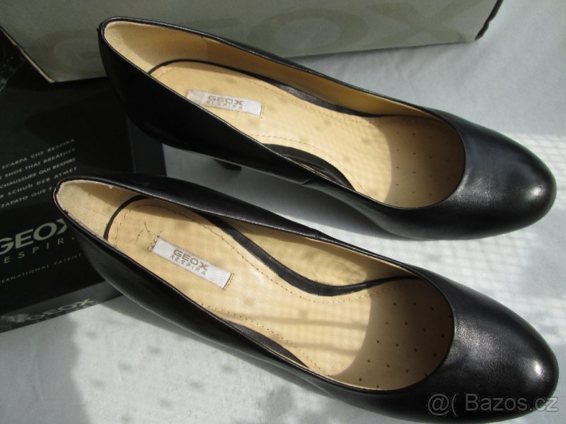 Lodičky Geox, černé, kožené, vel. 36,5 - 6