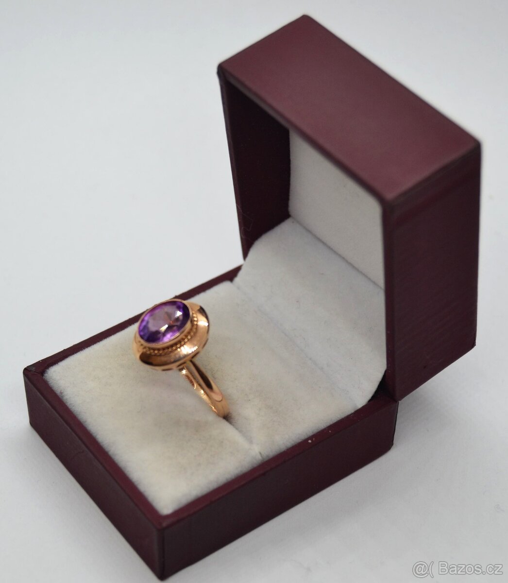 Zlatý prsten s Ametystem - 6