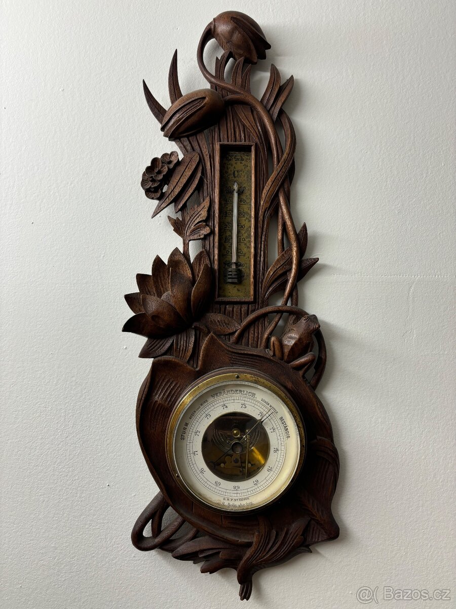 Secesní barometr s žabkou - 6