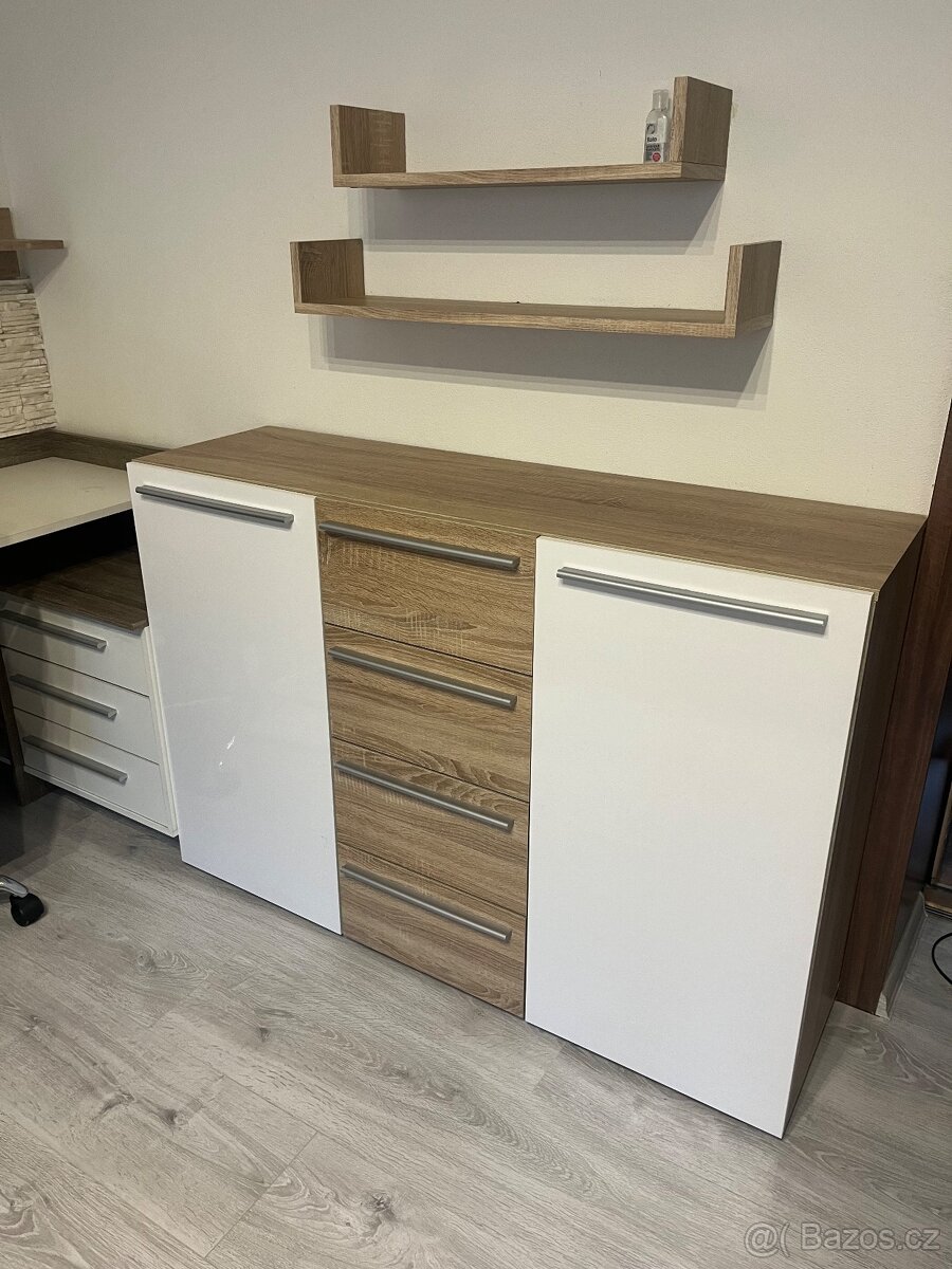 Obývací stěna, postel, noční stolek, komoda, stůl - 6