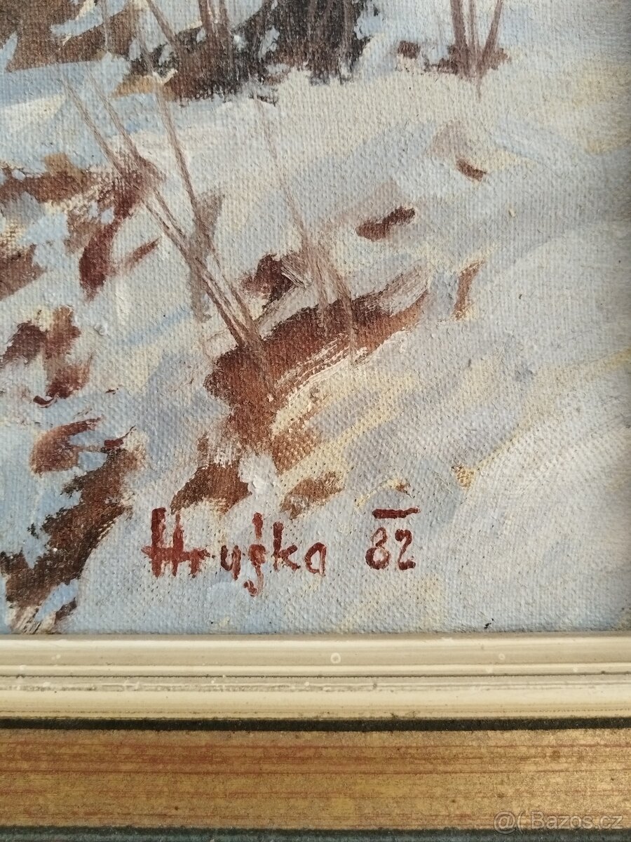 obraz ZIMNÍ MOTIV, olej, sign. Hruška 1982 - 6