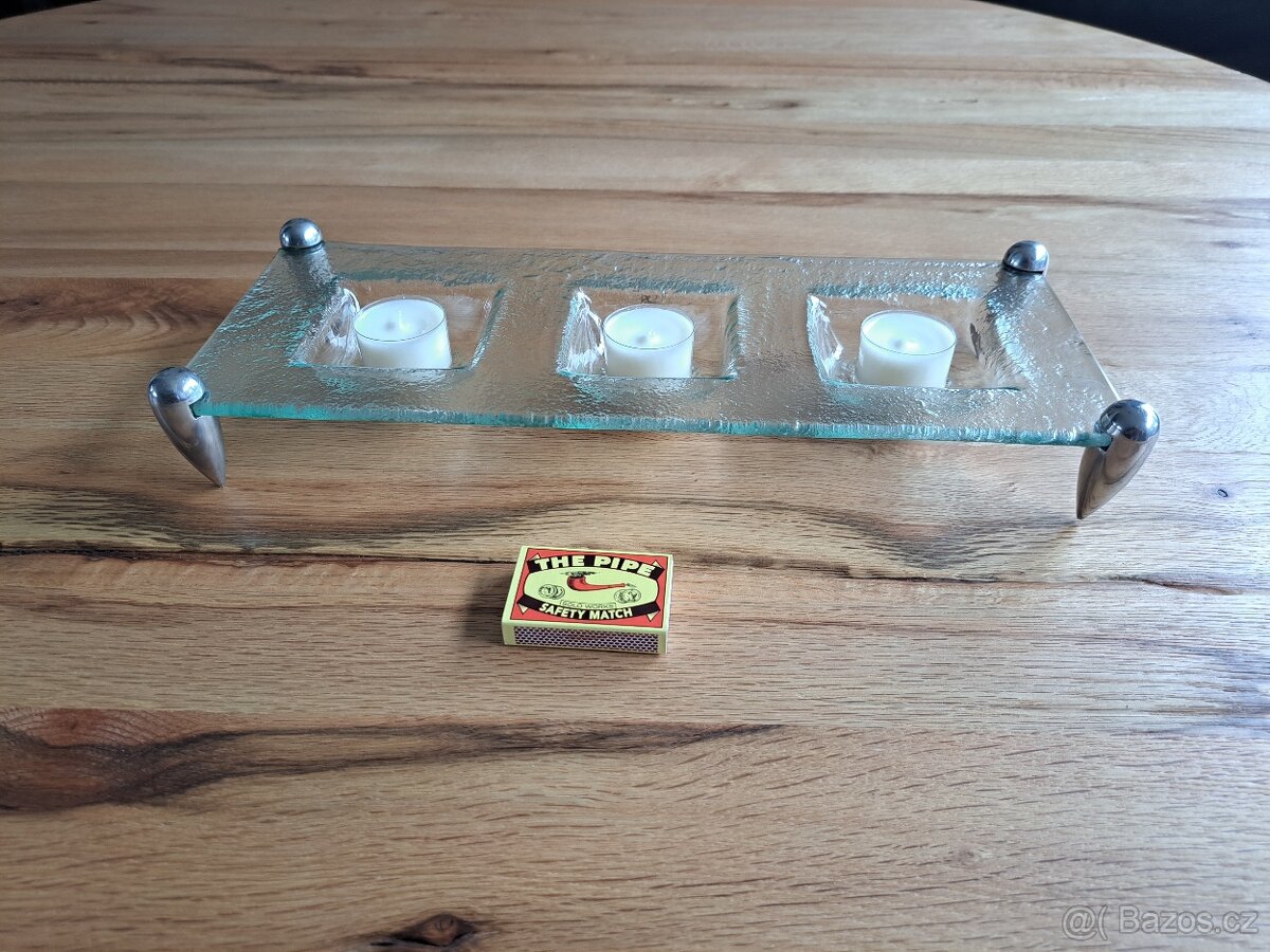 Designové ploché skleněné svícny, 2 ks - levně - 6