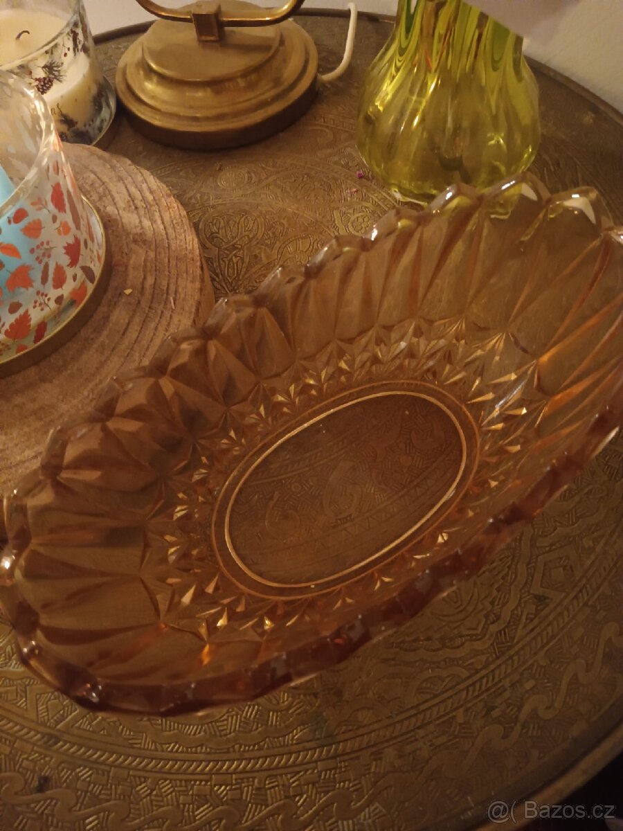 Skleněná mísa, růžové sklo - 6