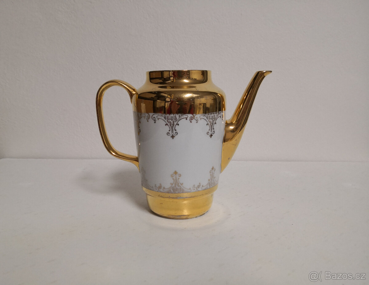 Porcelánová kanvica bohatý zlatý dekor - 6