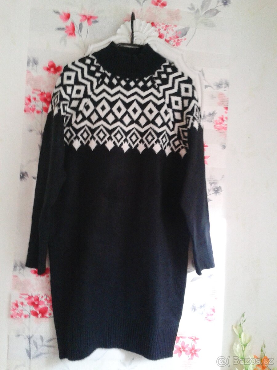 Teploučké pletené šaty s páskem 38/40 - 6