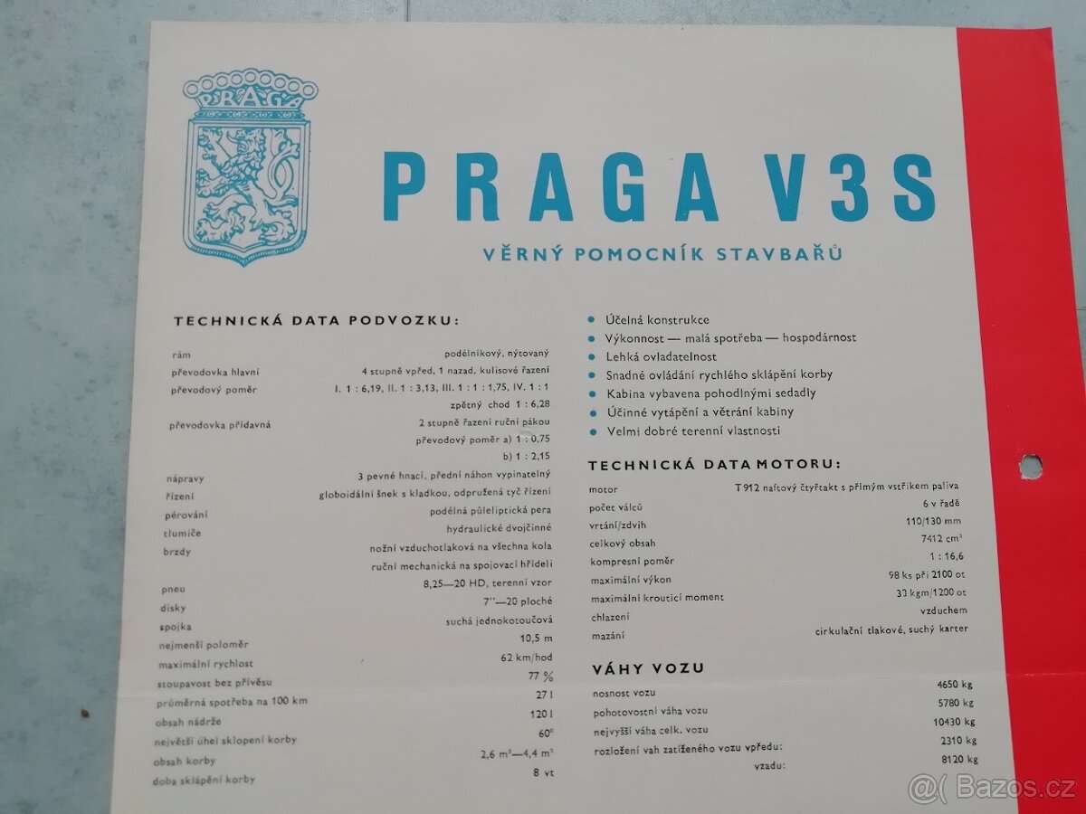 Praga V3S vana - barevný prospekt- originál - doprava v ceně - 6