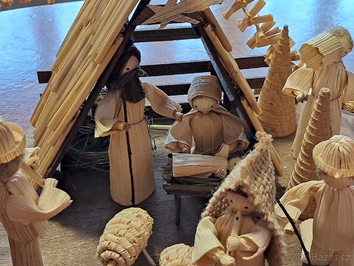 Starý betlém s kukuřičného šustí Starý 60 let - 6