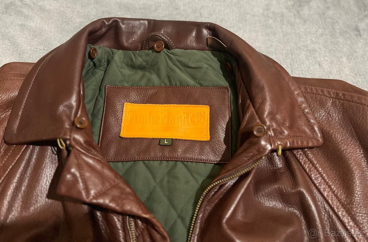Znackova kožená bunda Timberland vintage odnímatelny limec L - 6