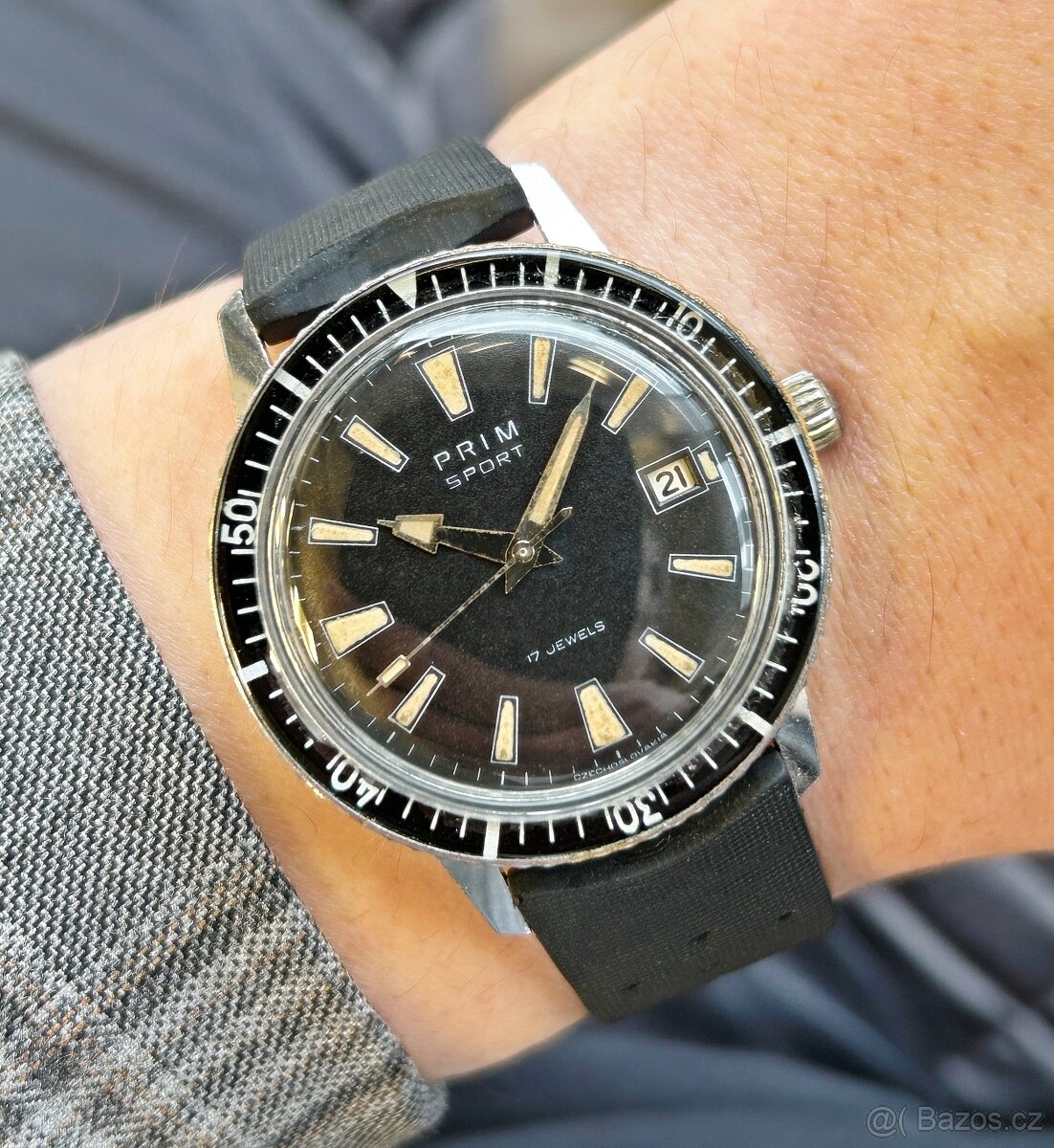 Československé mechanické vintage retro hodinky PRIM Sport 1 - 6