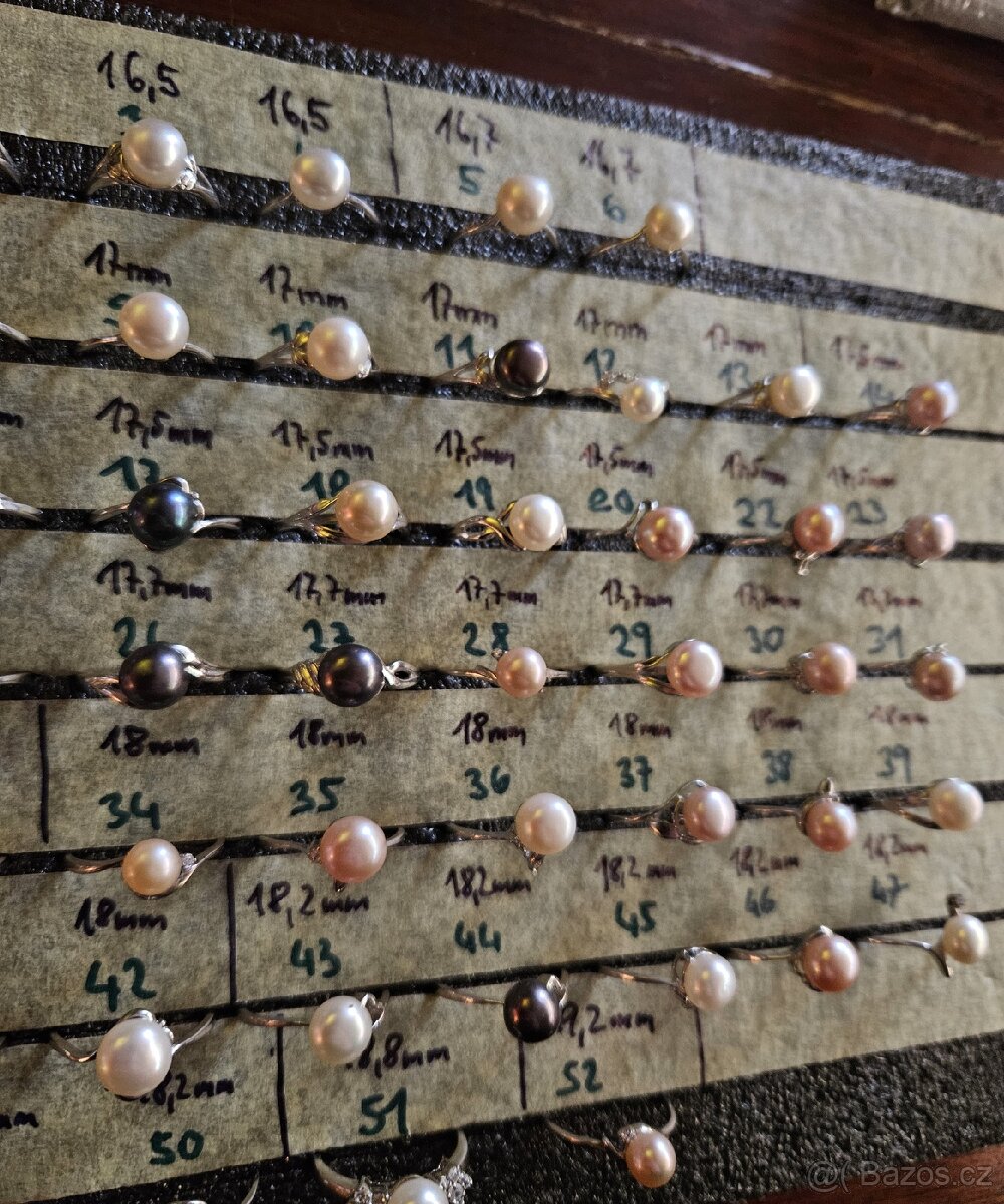 Stříbrné prsteny s perlou - 6