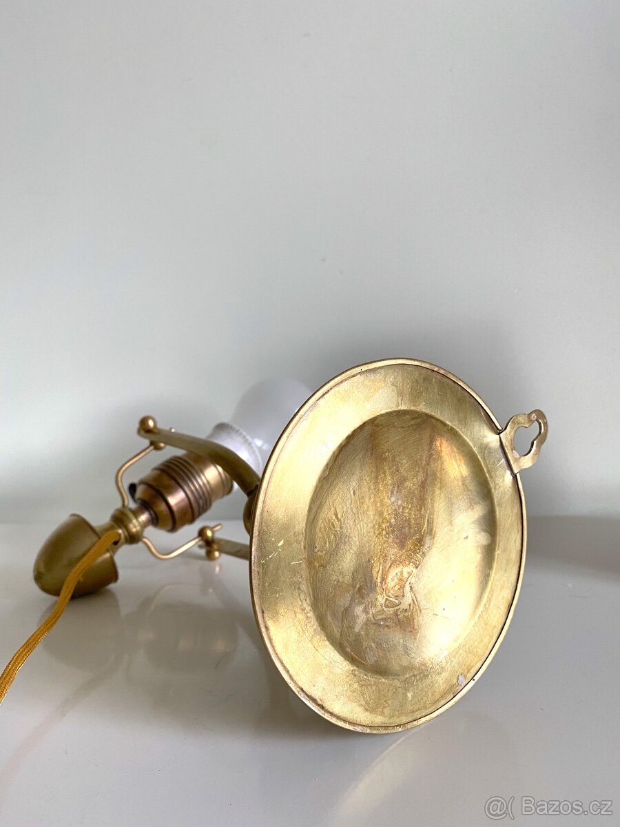 Starožitná celomosazná lampa na stůl nebo na zeď - 6