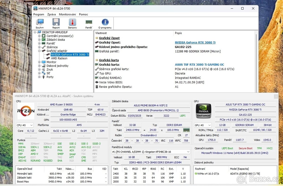 ⭐Herní PC-RTX 3080 Ti 12GB/Ryzen 9600X AM5 /1TB/32GB /ZÁRUKA - 6